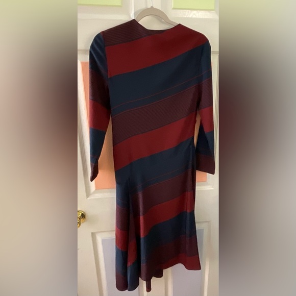 Tory Burch Asymmetrical Dress RN11395/CA57014 Navy /Wine Retail $550.00 NWT Sz 2 - Picture 11 of 16